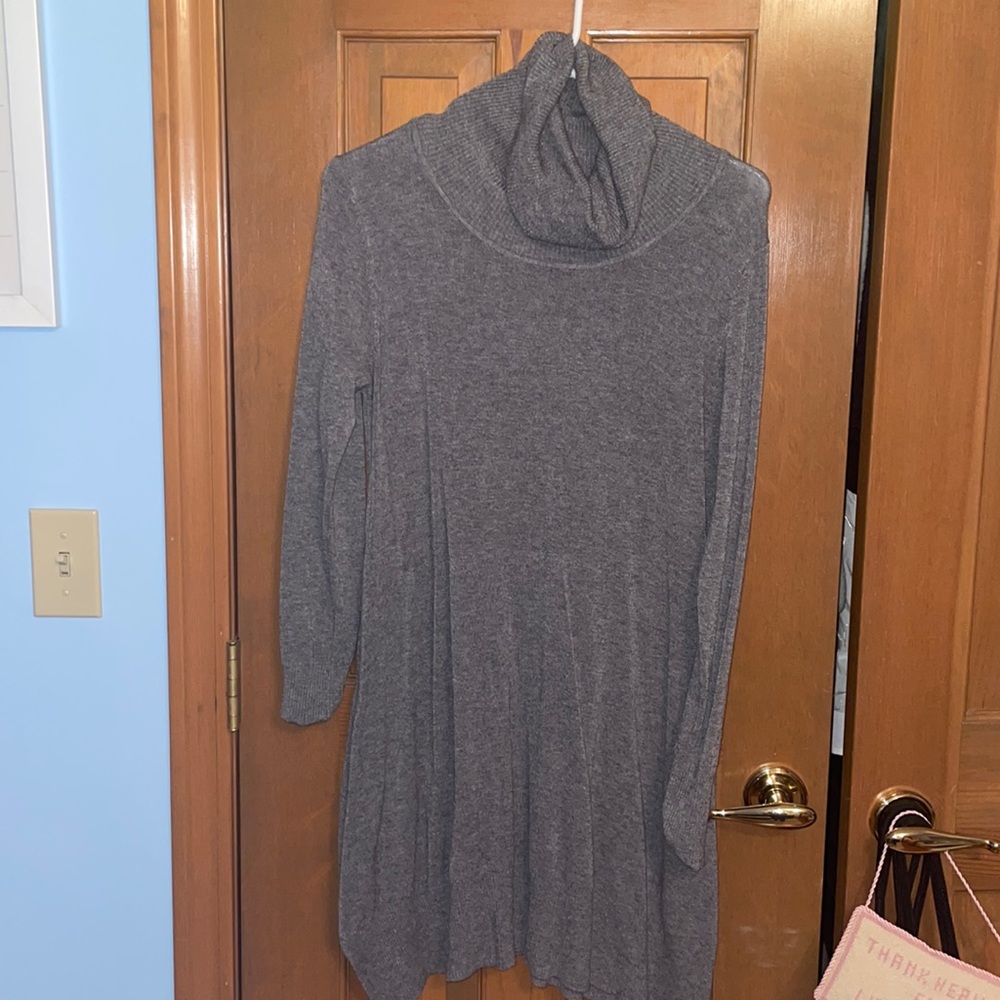 Grey turtleneck sweater dress